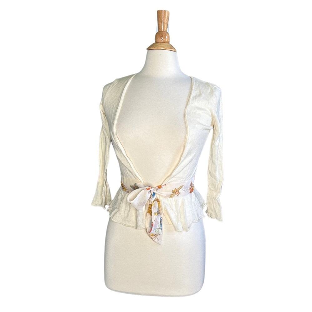 Takeout Beige Butterfly Details Danity Cardigan Slight Bell Sleeves Novelty N6